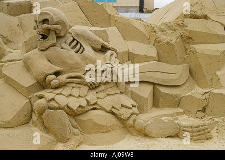 antiken Griechenland Sand Skulptur bei great Yarmouth Stockfoto