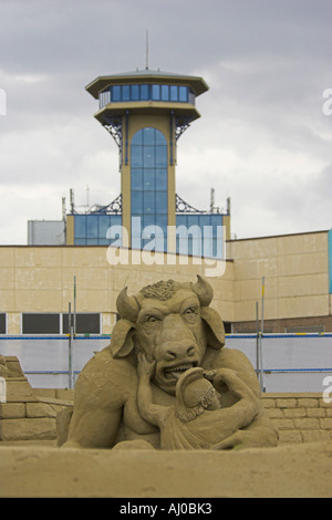 antiken Griechenland Sand Skulptur bei great Yarmouth Stockfoto