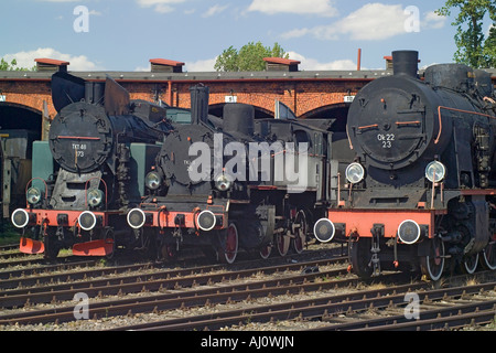 Dampf-Lokomotiven Tkt 48, Ok 22 und Tki 3 Motoren Stockfoto