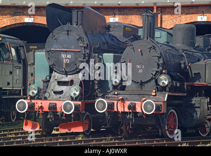 Dampf-Lokomotiven Tkt 48 und Tki 3 Motoren Stockfoto