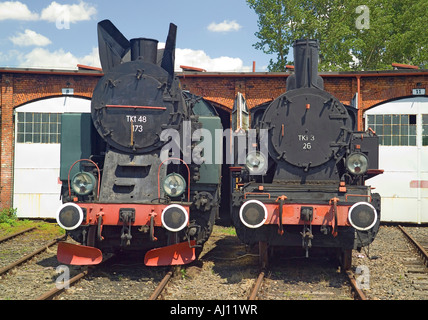 Dampf-Lokomotiven Tkt 48 und Tki 3 Motoren Stockfoto