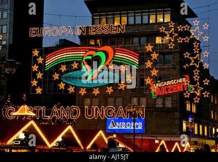 Weihnachtsbeleuchtung in Essen, Deutschland. Stockfoto