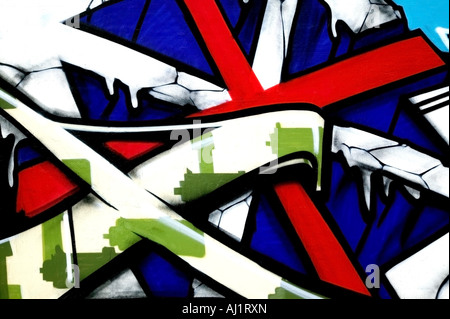 Helle, lebendige Graffiti-Bild auf eine öffentliche Wand gemalt Stockfoto