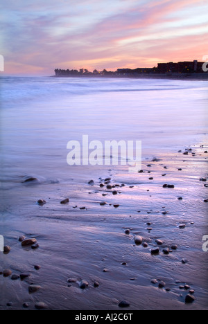 Strandsand rockt Detail Sonnenuntergang, Ventura Kalifornien USA Stockfoto
