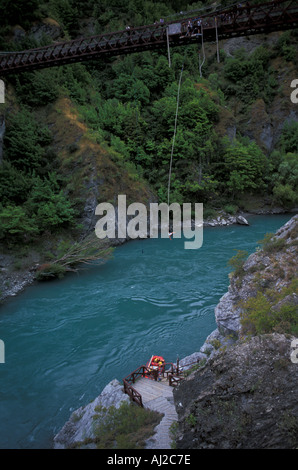 Ansicht der Kawarau Bridge und bungy jumping Neuseeland Stockfoto