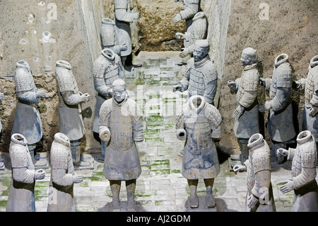 Mausoleum des ersten Qin-Kaisers in das Museum der Terrakotta-Krieger Grube 3 untergebracht. 1979 in der Nähe von Xian Stadt eröffnet Stockfoto