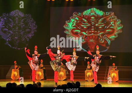 Tang-Dynastie (618-907) Tanz und Musik Show im Sonnenschein Grand Theatre, Xian Stadt, Provinz Shaanxi, China Stockfoto