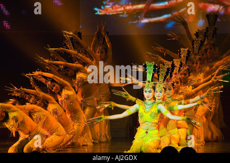 Tang-Dynastie (618-907) Tanz und Musik Show im Sonnenschein Grand Theatre, Xian Stadt, Provinz Shaanxi, China Stockfoto