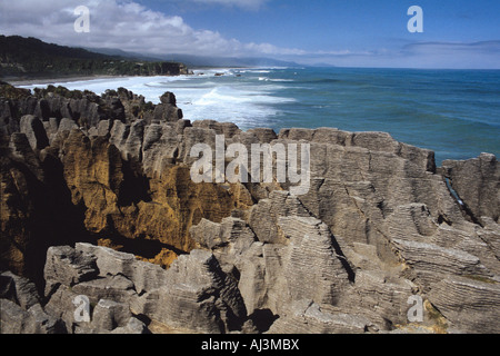 Punakaiki, Südinsel, Neuseeland (Pancake Rocks) Stockfoto