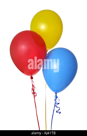 Rote, gelbe und blaue Luftballons Stockfoto