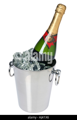 Champagner auf Eis Stockfoto