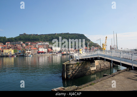 Gesamtansicht der Scarborough Hafen abgebildet in Nord Yotrkshire in England, UK Stockfoto