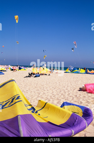 Strand von Tarifa Kite surfen Costa De La Luz Andalusien Spanien Stockfoto