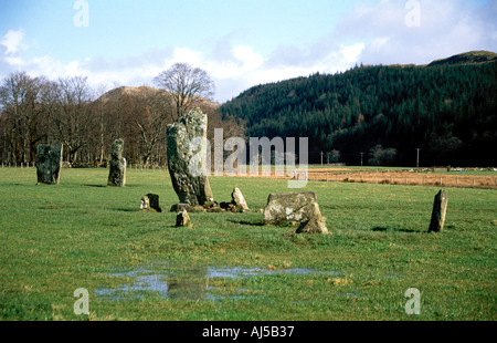 Nether Largie Menhire Stockfoto