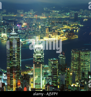 Hong Kong Skyline bei Nacht Stockfoto