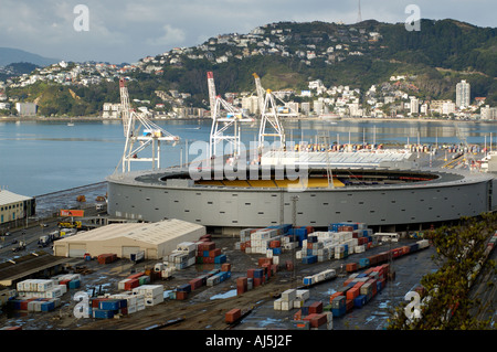 Wellington Zentrum Hafen Stockfoto