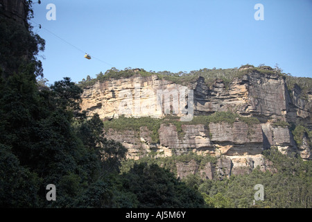 Skyway Seilbahn Überschrift über Schlucht oberhalb Wald im malerischen Welt Katoomba Blue Mountains New South Wales NSW Australia Stockfoto