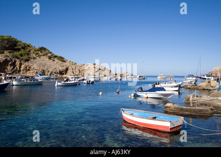 die Bucht und den Strand von Calla Vedella Stockfoto