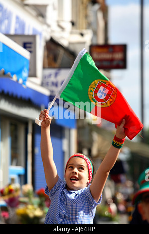 Portugal Vs Mexiko 2006 World Cup Finals, Estrela Restaurant, South Lambeth Road, Stockwell, London Stockfoto