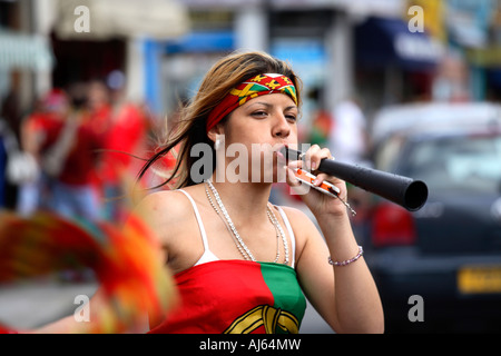 Portugal Vs Mexiko 2006 World Cup Finals, Estrela Restaurant, South Lambeth Road, Stockwell, London Stockfoto