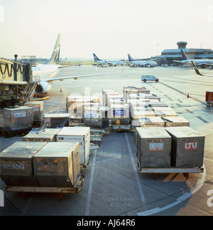 Luftfracht verladen auf Flugzeuge aus dem Rollfeld in Lester Pearson Airport Toronto Ontario Canada Stockfoto