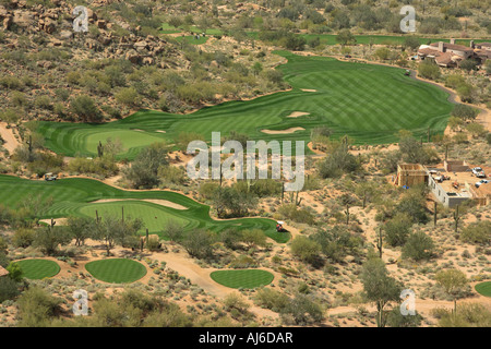 Colf Course Estancia, Blick vom Pinnacle Peak nach Nordwesten, Scottsdale, North Scottsdale, Arizona, USA Stockfoto