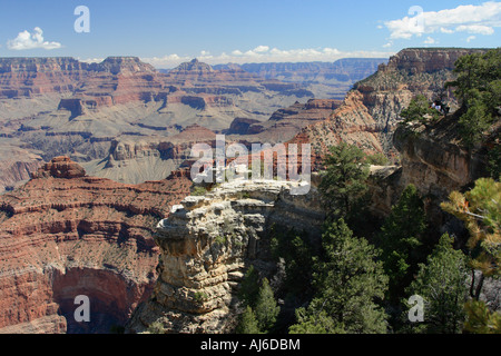 Grand Canyon, Blick vom Yaki Point Welt Thron, Visnu Tempel und Palisaden der Wüste, USA, Arizona, Grand Canyon NP Stockfoto