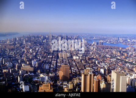 Luftaufnahme der Skyline von Manhattan in New York City USA Stockfoto
