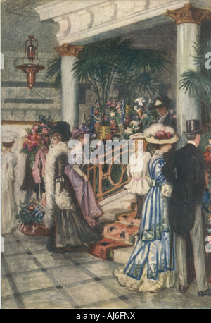 Ansichtskarte von The Marble Hall in neuen Räumlichkeiten Debenham & Matten Werbung Stockfoto