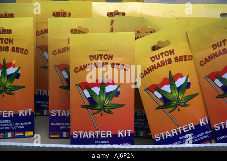 Marihuana Starter Kits für den Verkauf in Amsterdamer Blumenmarkt Stockfoto