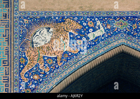 Sherdar Medressa, Lions Gate, Registan, Samarkand Stockfoto