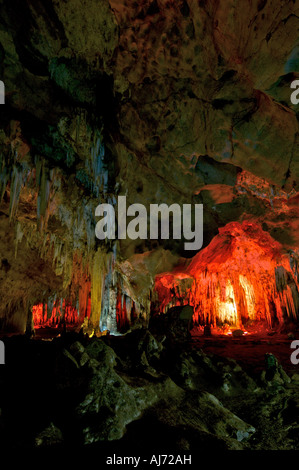 Die Stalagtite Formationen in Tham Khao Bin oder Khao Bin Höhle in Thailand s Provinz Ratchaburi Stockfoto