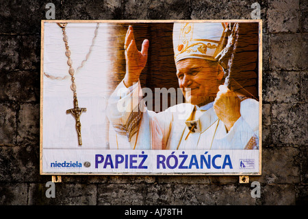 Krakau Poster von Karol Józef Wojtyla Papst Johannes Paul II früher Erzbischof von Krakau nur zur redaktionellen Nutzung Stockfoto