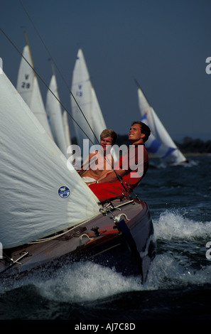 Solent Sunbeam racing in Chichester Hafen West Sussex Stockfoto