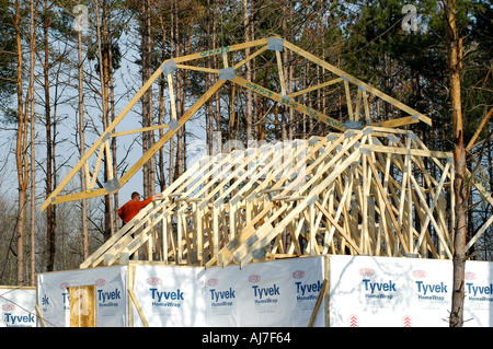Dachstuhl Dachstühle auf Home Neubau installiert wird Stockfoto