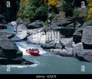 Jetboot Fahren auf dem Shotover River Queenstown Otago Südinsel "New Zealand" Stockfoto