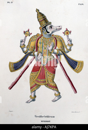 Vishnu, einer der Götter des hinduistischen Dreifaltigkeit (trimurti), 1828. Artist: Anon Stockfoto