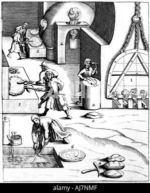 Raffination von Kupfer über die 'Ungarische'-Prozess, 1683. Artist: Unbekannt Stockfoto