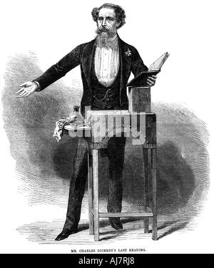 Charles Dickens (1812-70), Seine letzte öffentliche Lesung im St James's Hall, London, 5. März 1870. Artist: Unbekannt Stockfoto