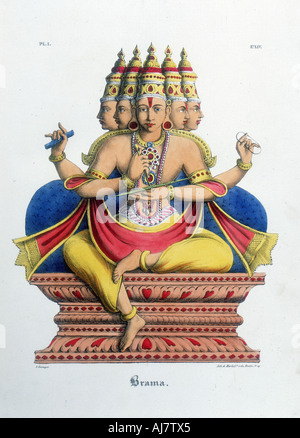 Brahma, erste Gott der Hindu Trinity (trimurti) und Schöpfer des Universums, c 19. Artist: EIN GERINGER Stockfoto
