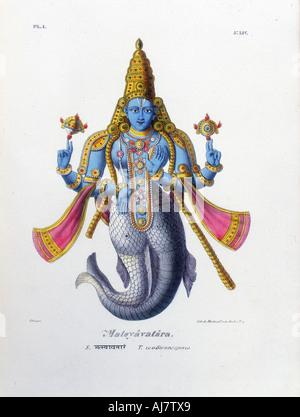 Vishnu, einer der Götter des hinduistischen Dreifaltigkeit (trimurti), c 19. Artist: EIN GERINGER Stockfoto