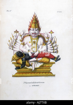 Vishnu, einer der Götter des hinduistischen Dreifaltigkeit (trimurti), c 19. Artist: EIN GERINGER Stockfoto