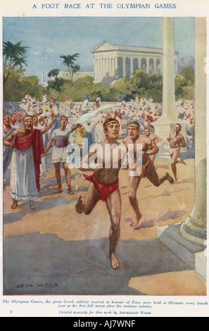 "Ein Wettlauf auf die Olympischen Spiele", dem antiken Griechenland. Artist: Archibald Webb Stockfoto