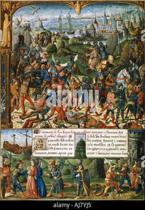 Szenen aus dem Siebten Kreuzzug, 1248-1254 (15. Jahrhundert). Artist: Unbekannt Stockfoto
