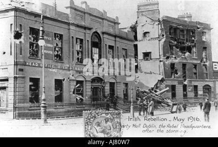 Ruinen der Rebel Hauptquartier, Anti-English Irischen Aufstand, Dublin, Mai 1916. Artist: Unbekannt Stockfoto