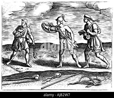 Römische Soldaten: Stein Schleuderer und ihre Ausstattung, 1605. Artist: Unbekannt Stockfoto
