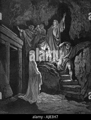 Jesus heben Lazarus aus dem Grab, 1865-1866. Artist: Gustave Doré Stockfoto