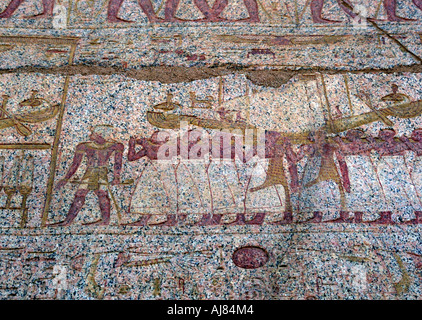 Malte Relief mit einer Ra sun Boot durchgeführt in einer Prozession, die alten Ägypter. Artist: Unbekannt Stockfoto