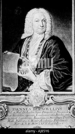 Jean Bernoulli, Schweizer Mathematiker, c 1750. Artist: Unbekannt Stockfoto