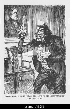 Szene aus "Der seltsame Fall von Dr. Jekyll und Mr Hyde von Robert Louis Stevenson, 1927. Artist: Edmund Joseph Sullivan Stockfoto